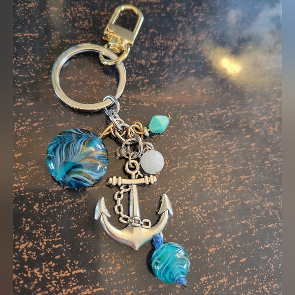 Anchor Bag Charm Keychain Navy - Picture 2 of 5